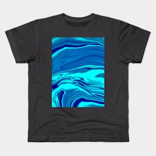 Shades of Blue Swirls Original Art Print Kids T-Shirt